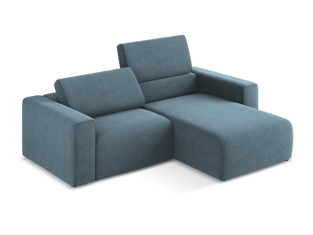 ECKSOFA Rechts Strukturstoff Stoff Blau - Blau/Schwarz, Kunststoff/Textil (224/167cm) - Makamii