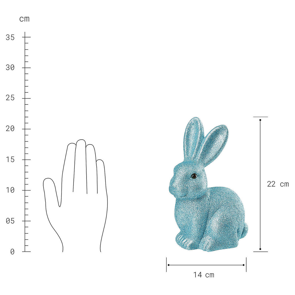 DEKO-HASE Easter 6Er-Set - Blau, Kunststoff (14/22/10cm) - Butlers