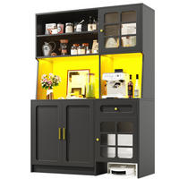 BUFFET 130/180/45 cm Schwarz aus MDF mit LED-Beleuchtung - Schwarz, Holzwerkstoff (45/180/130cm) - OKMYHOME