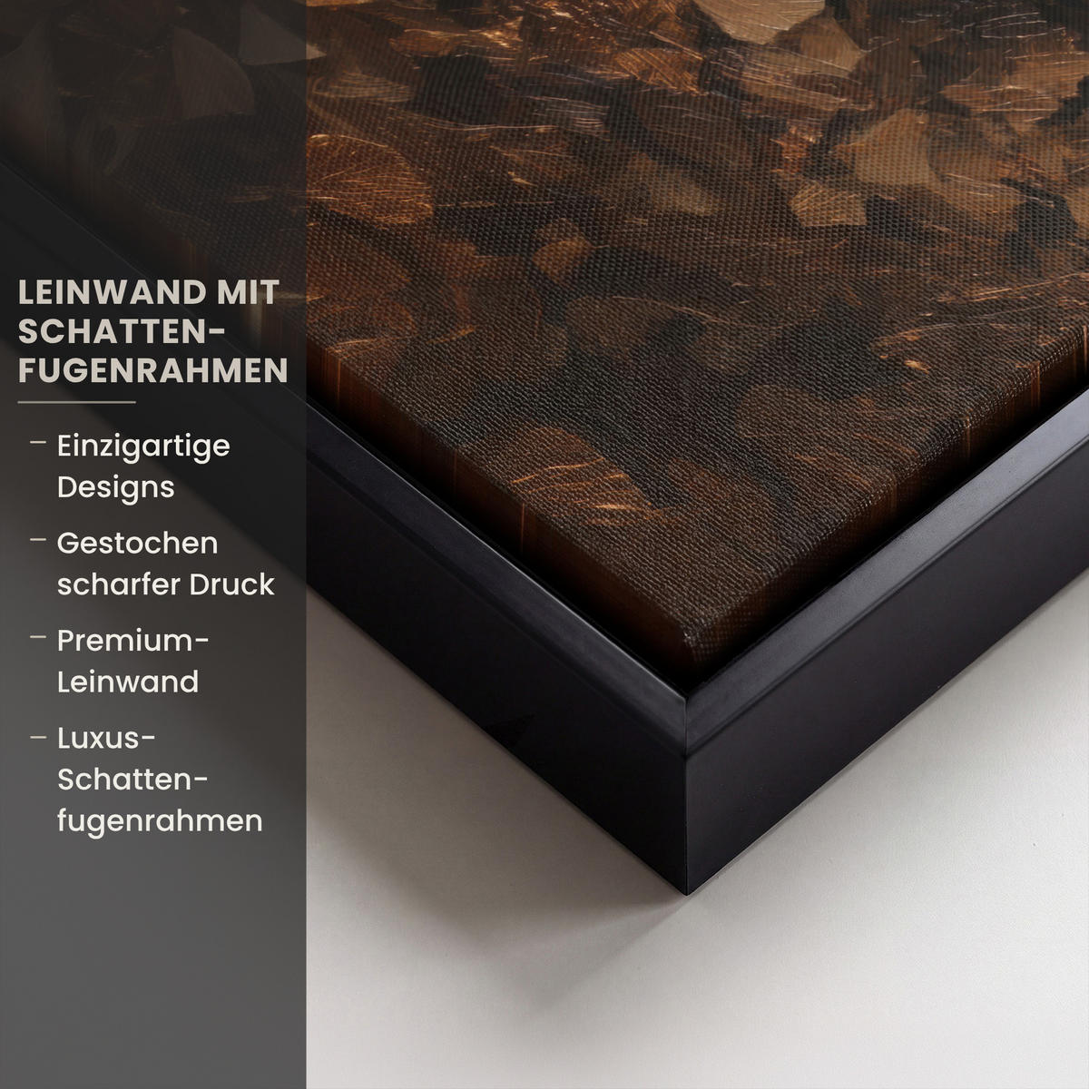 LEINWAND Bilder mit Rahmen - Gesicht - Dame - Blätter - Pinselstriche - 40x30 - Goldfarben, Textil (40/30cm) - MuchoWow
