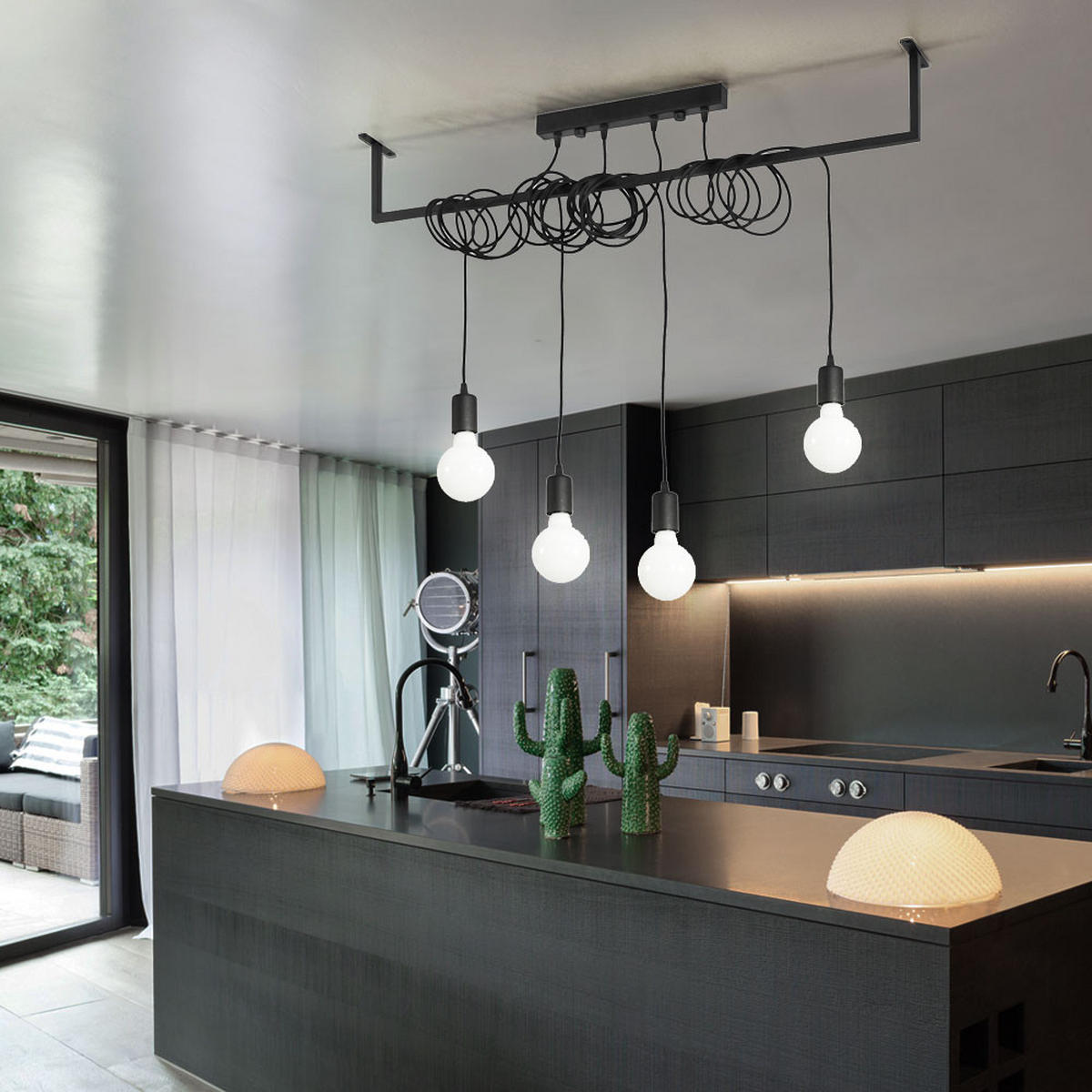 PENDELLEUCHTE Stahl Schwarz Höhenverstellbar - Schwarz, Metall (100/10/120cm)