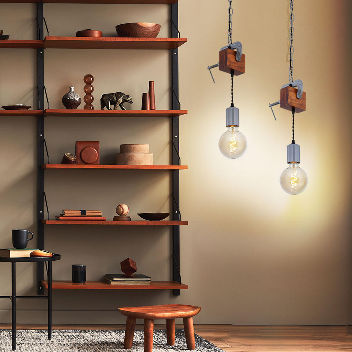 HÄNGELEUCHTE LUDI Holzoptik Braun - Braun, Holz (14/10/120cm) - Globo Lighting