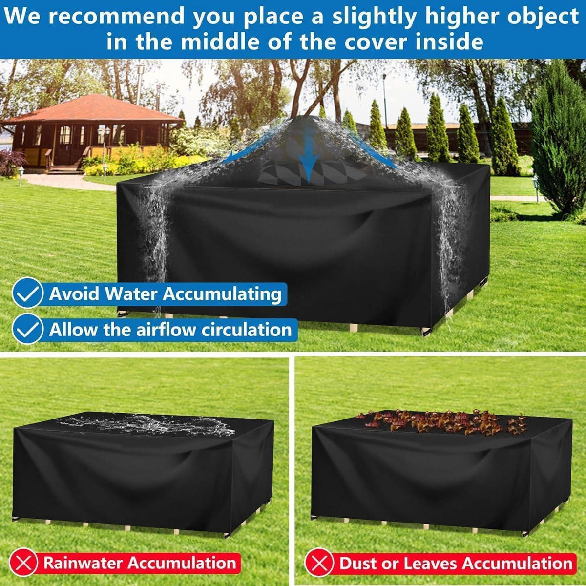 GARTENMÖBEL Abdeckung Wasserdicht 420D Oxford 300 x 300 x 98 cm - Schwarz, Textil (300/98/300cm)