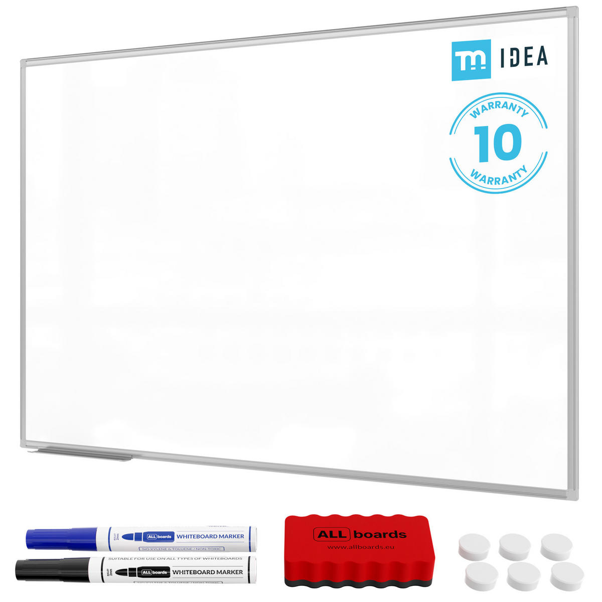MAGNETISCHES Whiteboard 150x100 cm - Weiß, Metall (150/100/1.4cm) - ALLboards