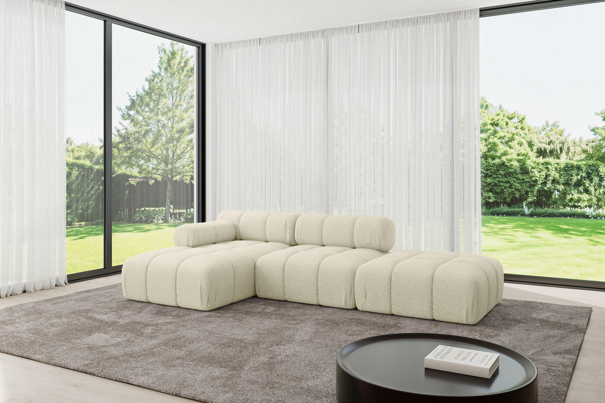 ECKSOFA modulares Sofa Lizur-L1 - 285x160x70 cm Beige Bouclé - Beige, Holzwerkstoff/Textil (285/160cm) - ALTDECOR