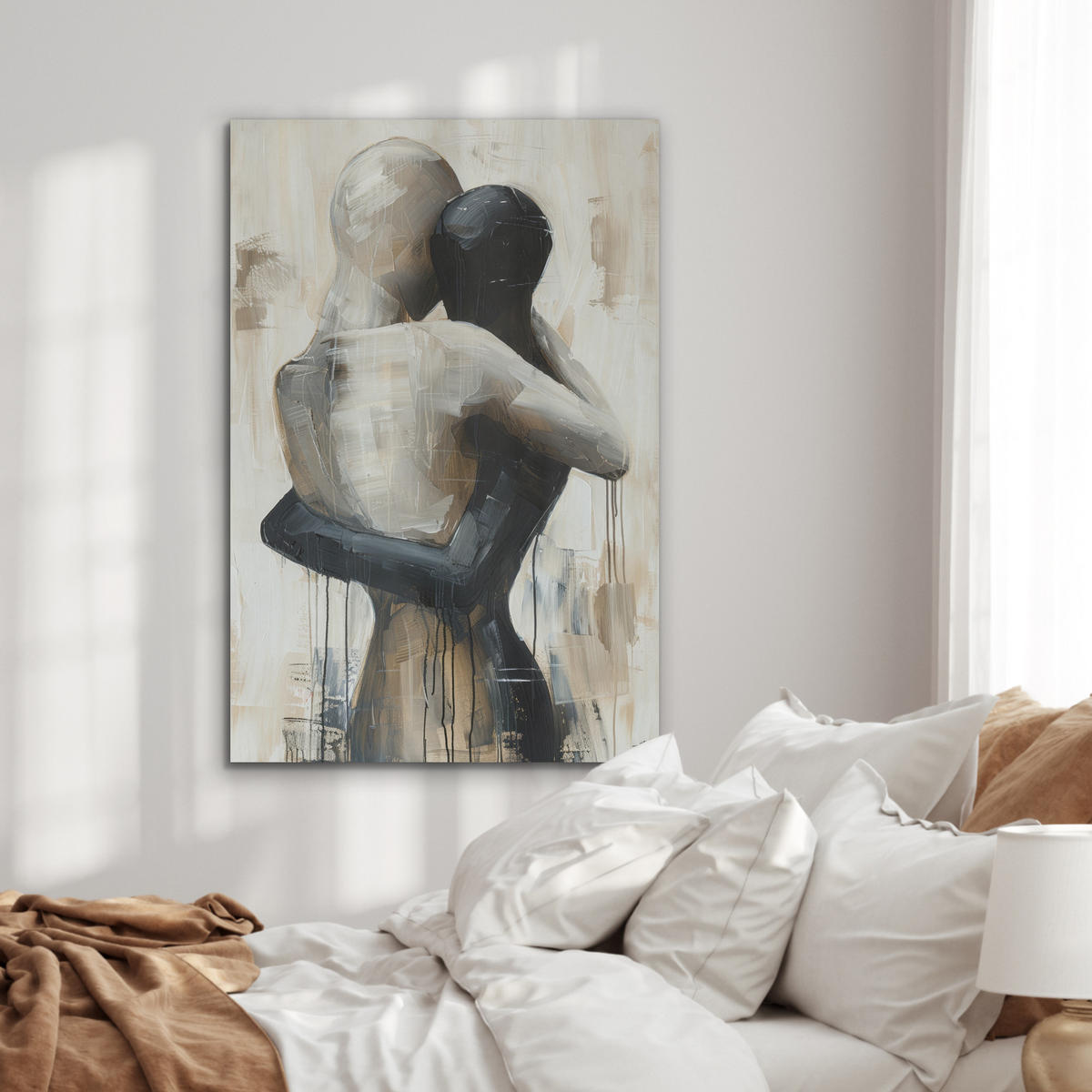 AKUSTIKBILD Abstrakt - Liebe - Schwarz und weiß - Modern Wanddeko 60x90 cm - Schwarz, Kunststoff (60/90/0.9cm) - MuchoWow