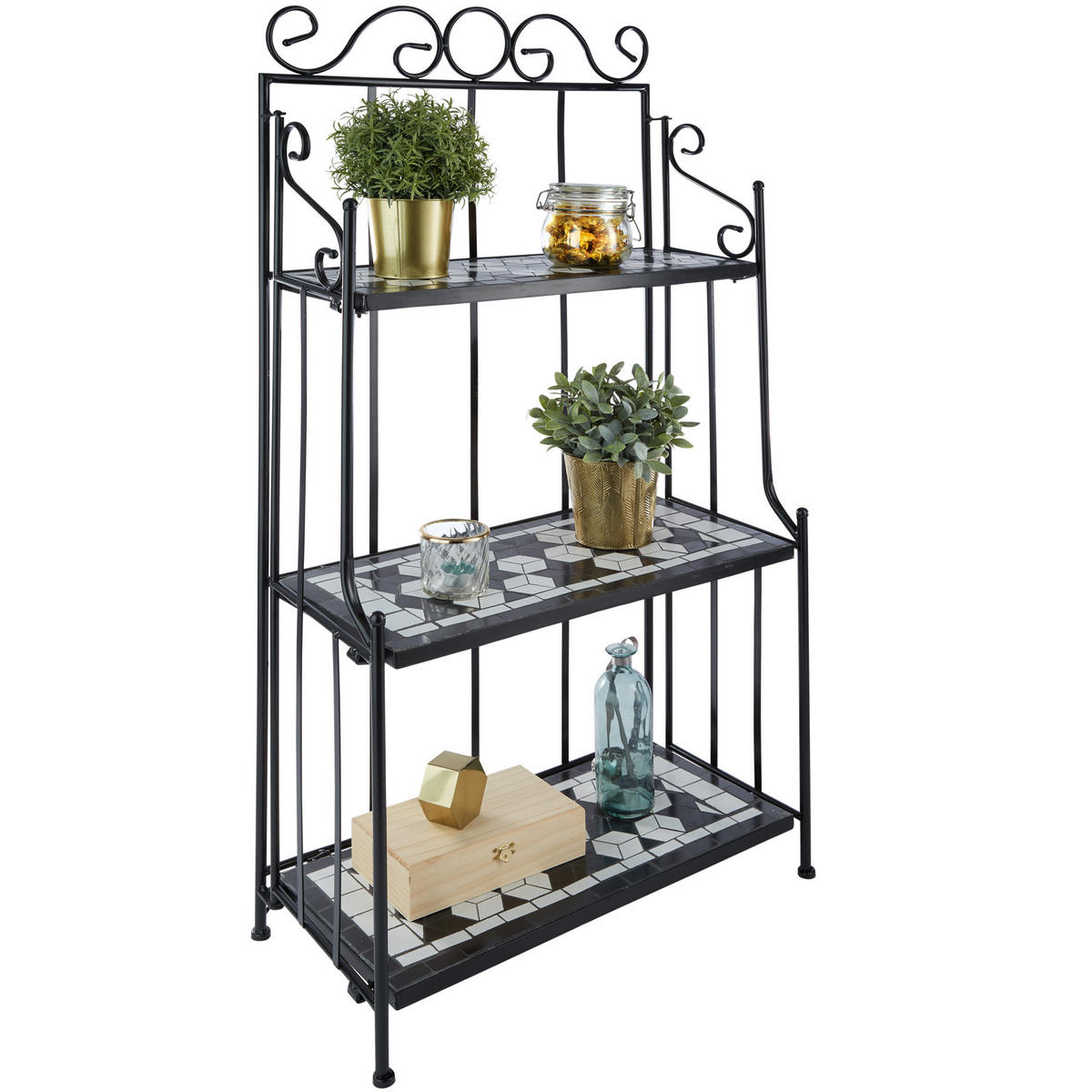 METALLREGAL , 61 x 29 x 114 cm, schwarz/weiß - Schwarz/Weiß, Metall (29/114/61cm) - tectake