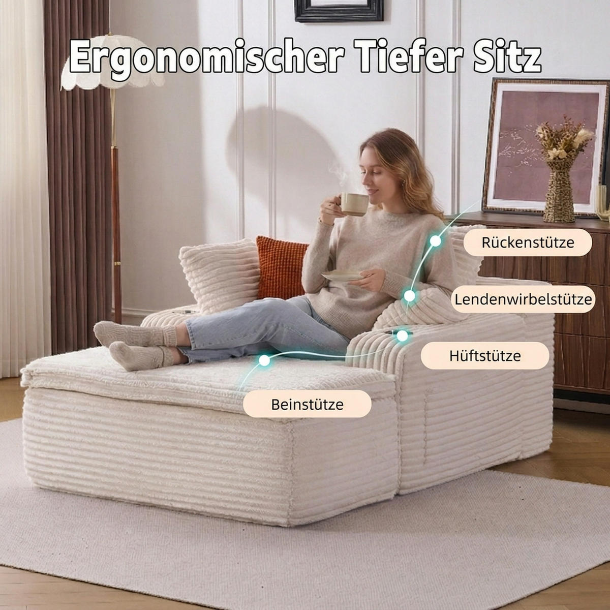 SCHLAFSOFA 165/112/63 cm Beige mit Chaiselongue, 3 Kissen und 1 Decke - Beige, Textil (112/63/165cm) - Oxeza