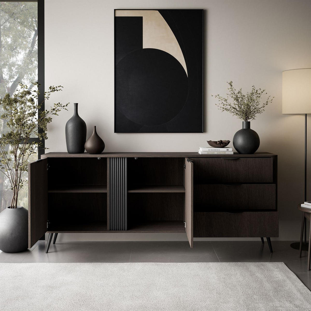 KOMMODE TWILIGHT 2D3S mit Schubladen - Eichefarben, Holzwerkstoff (163/81/38cm) - Lookway