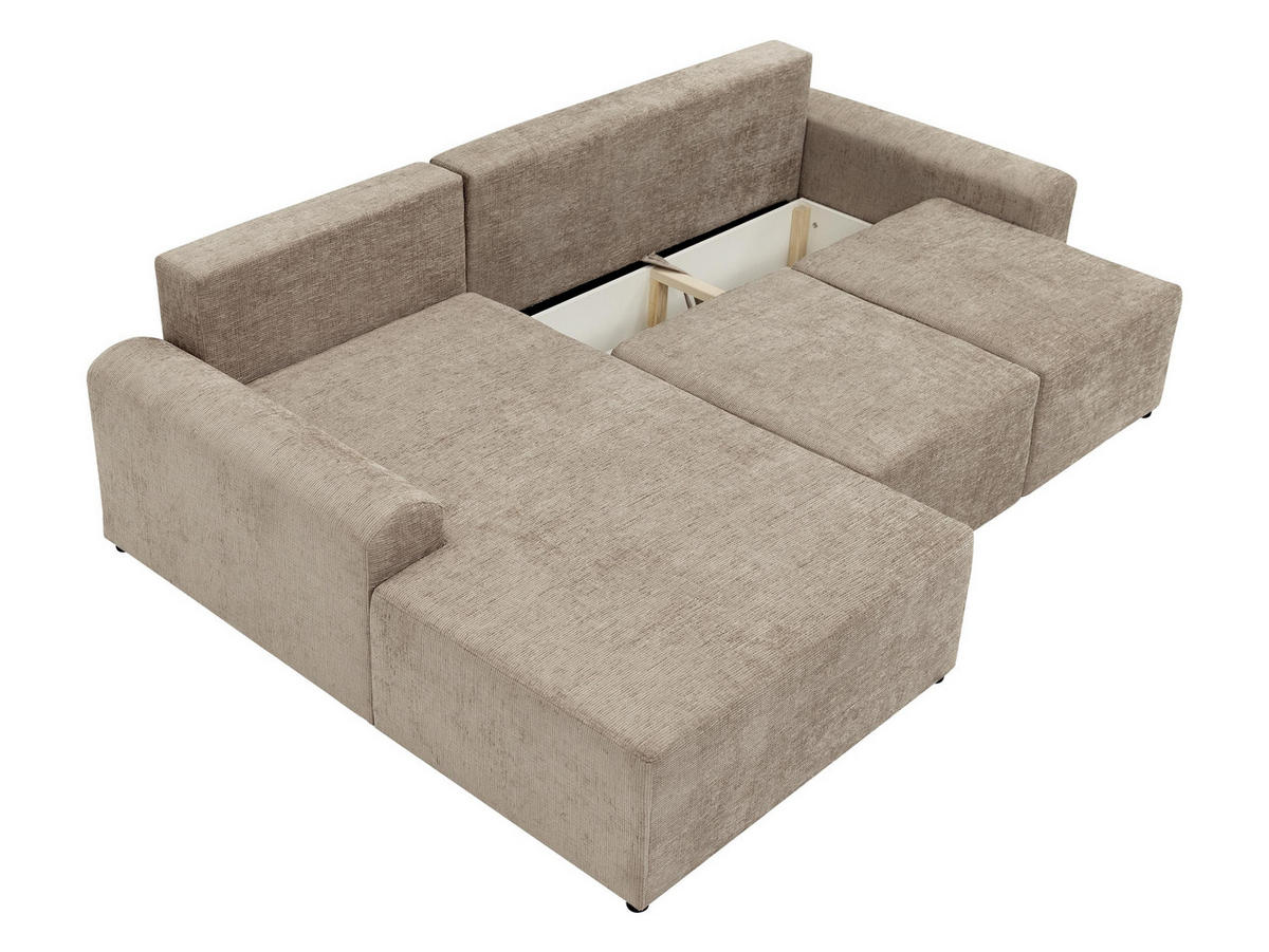 ECKSOFA Bella L, Seite: Rechts - Creme/Schwarz, Holz/Kunststoff (258/168cm) - MIRJAN24