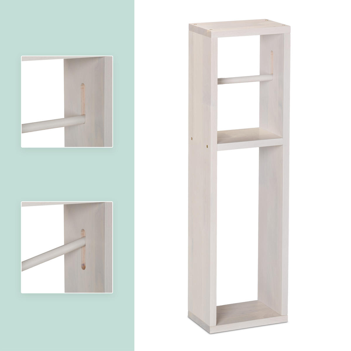 TOILETTENPAPIERHALTER - Weiß, Holz (20/70/13cm) - Relaxdays