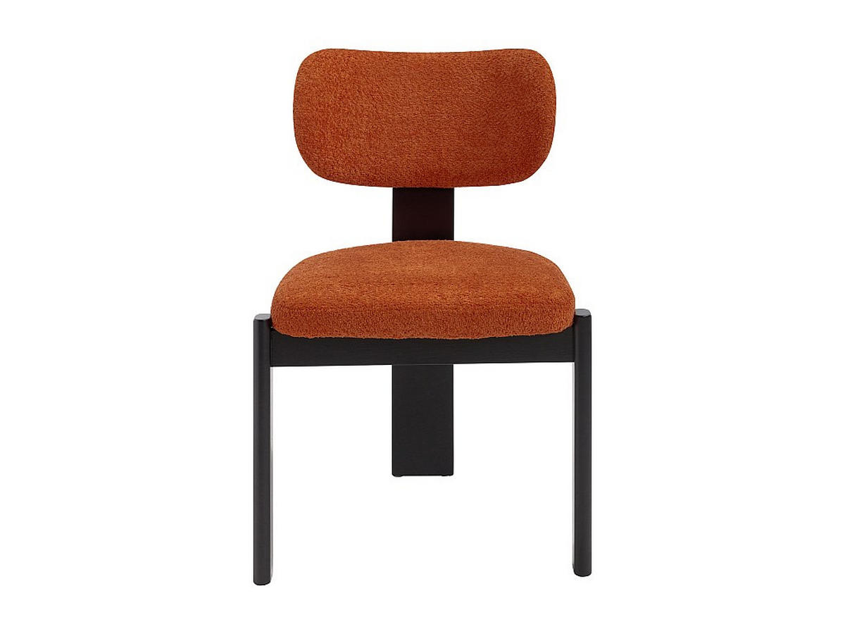 STUHL 2er-Set - Bouclé-Stoff & Kautschukholz - Schwarz & Terracotta - WILANA - Braun, Textil (60/85/56cm) - Vente-Unique