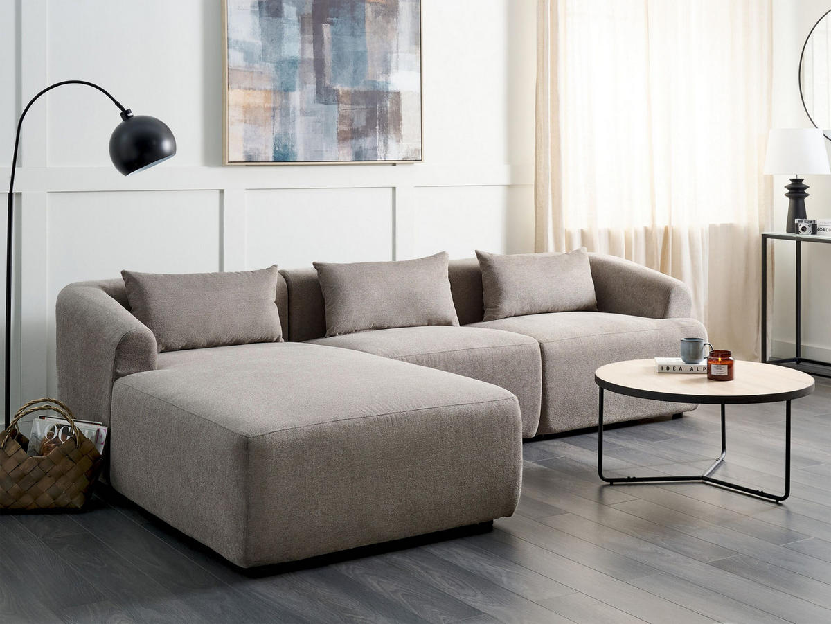 3-SITZER-ECKSOFA Stoff taupe linksseitig Svansele - Taupe, Textil (278/174cm) - Beliani