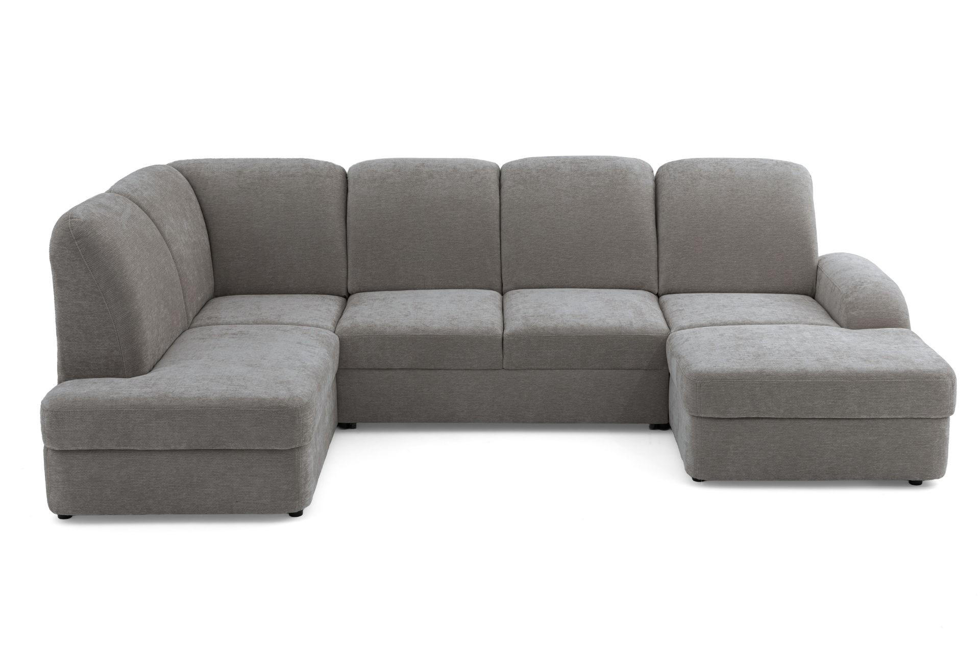 ECKSOFA VIBE U Links mit Schlaffunktion 129x263 Chenille Grau - Schwarz/Grau, Holz/Kunststoff (280/102/186cm) - Muffo