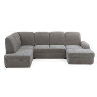 ECKSOFA VIBE U Links mit Schlaffunktion 129x263 Chenille Grau - Schwarz/Grau, Holz/Kunststoff (280/102/186cm) - Muffo