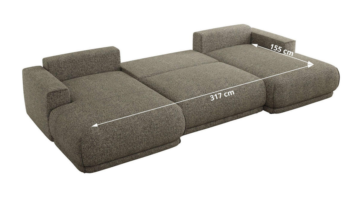 SEDACIA SÚPRAVA RINA U Sivá Štruktúra - čierna/sivá, textil/plast (360/85/170cm) - MKS