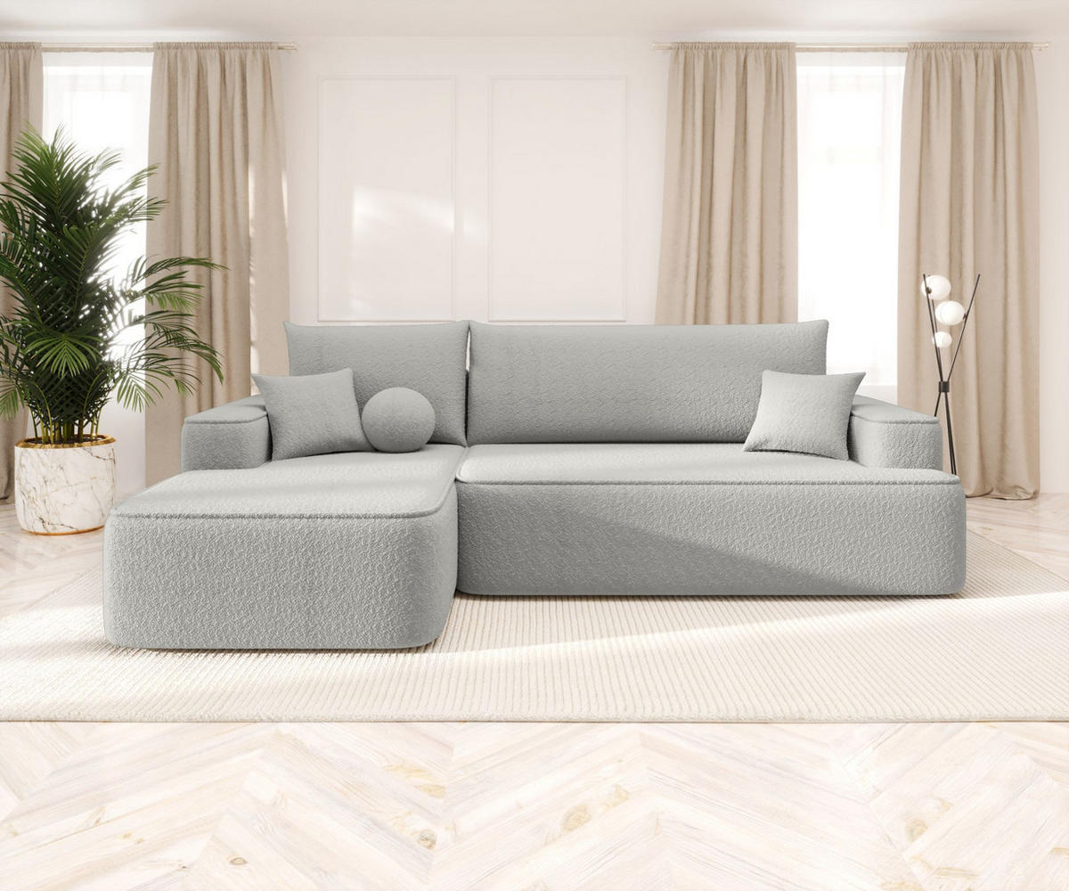 ECKSOFA mit Schlaffunktion FIGO Quelle 83 Links - Grau, Textil (250/150cm) - Bedante