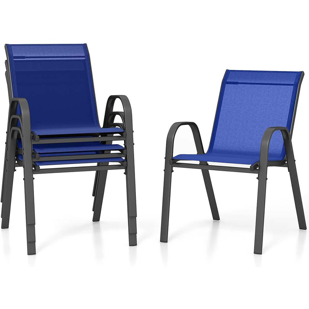 GARTENSTÜHLE Blau(4-teilig) - Blau, Metall (70/84/56cm) - COSTWAY