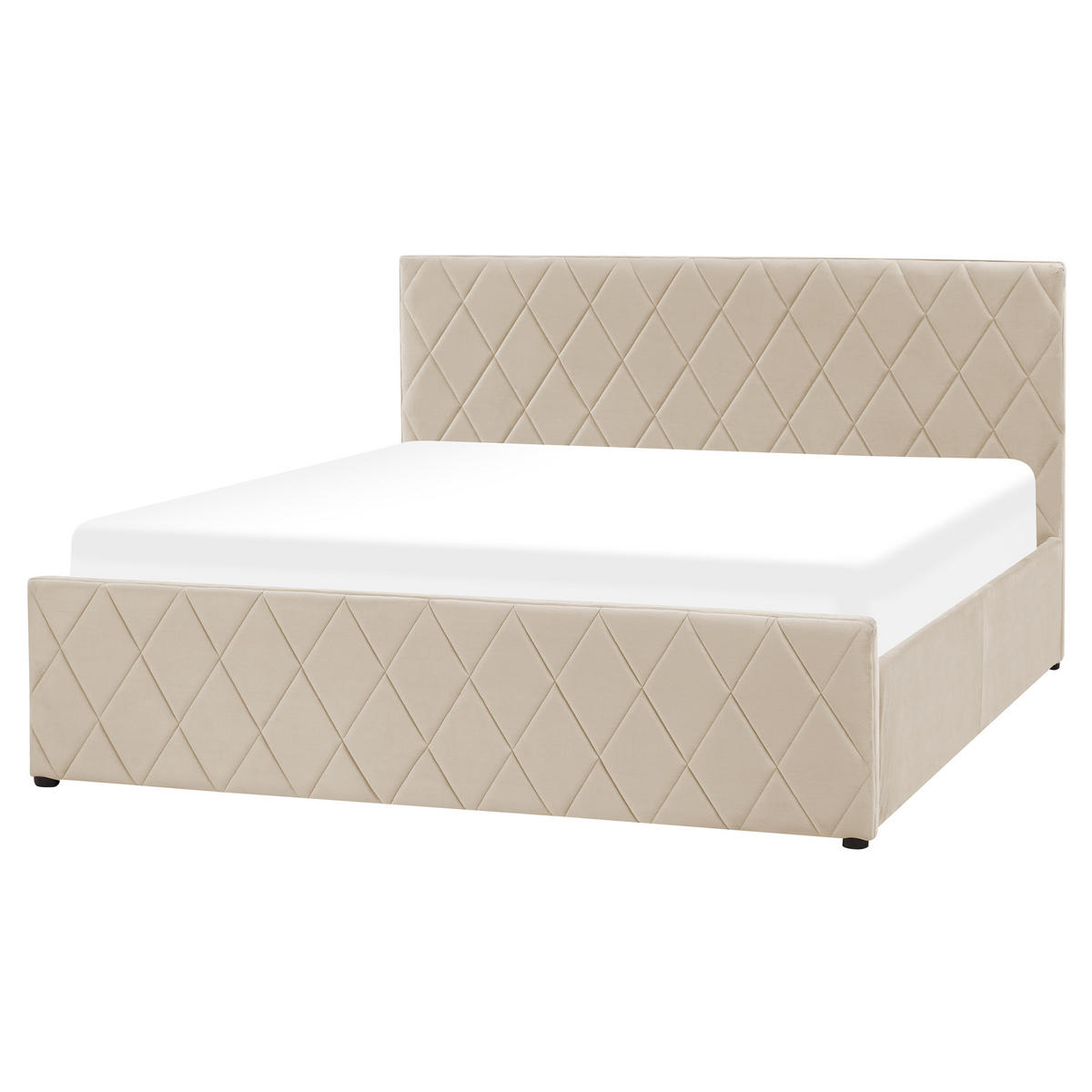 BETT mit Stauraum 160/200 cm Beige Rochefort - Beige, Textil (160/200cm) - Beliani