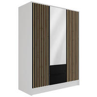 KLEIDERSCHRANK NELIA - 150 cm - Schwarz/Weiß, Holzwerkstoff (150/200/51cm) - ALTDECOR