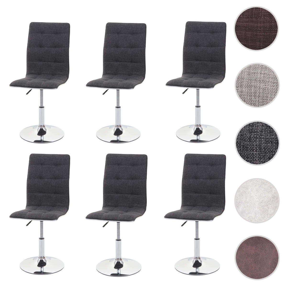 ESSZIMMERSTUHL Grau 6er-Set - Grau, Textil (43/103/54cm) - MCW