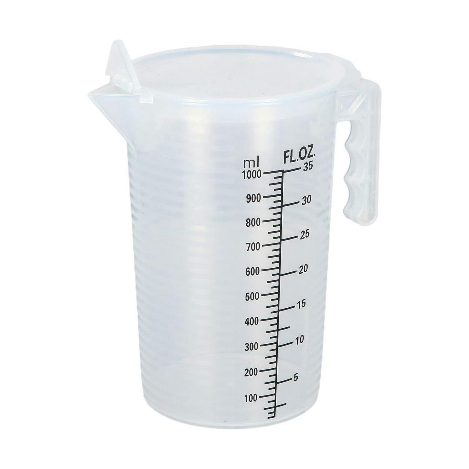MESSBECHER 1000 ml mit Deckel und Griff - Weiß, Kunststoff (1L)