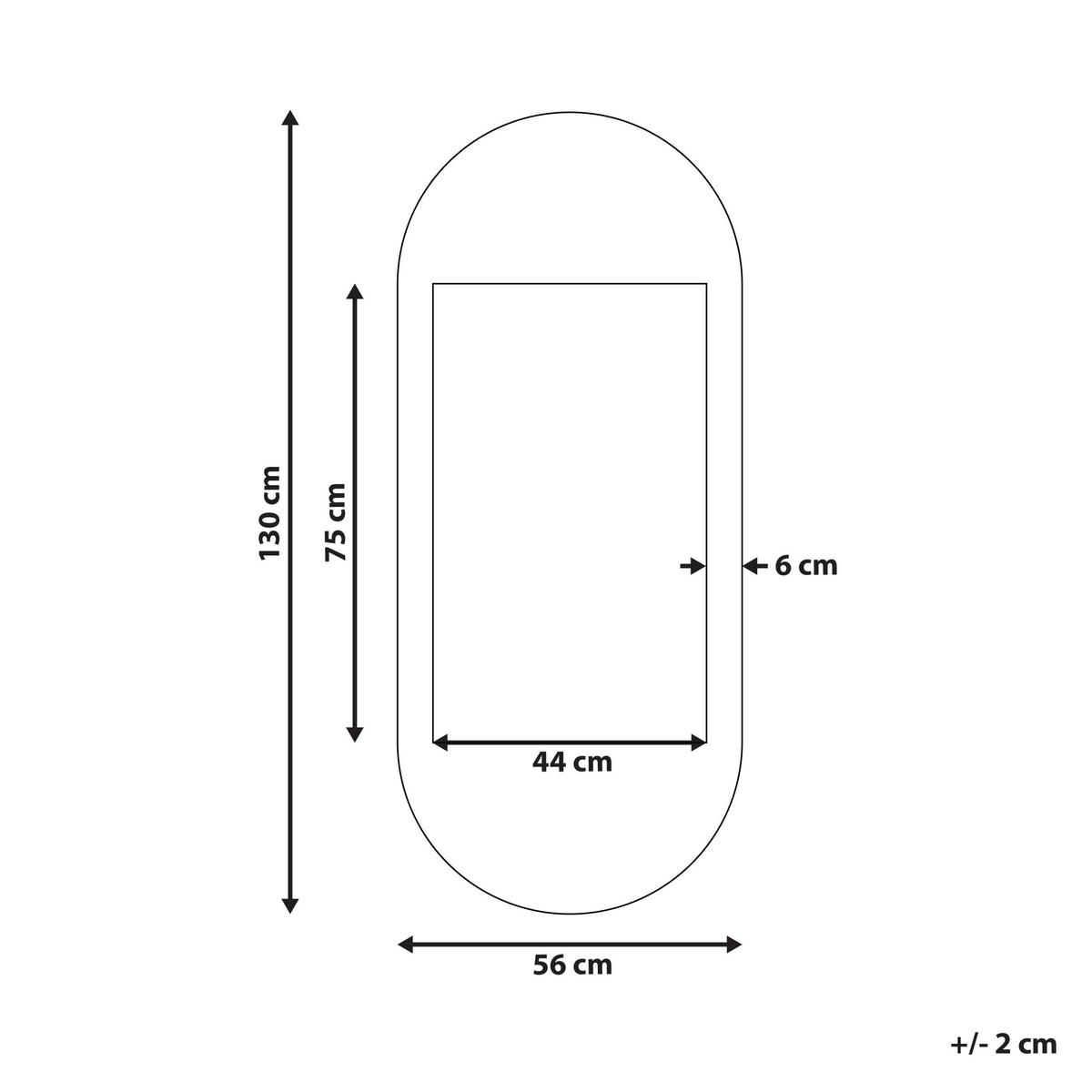 WANDSPIEGEL Mangoholz weiß oval 56/130 cm Briant - Hellbraun/Weiß, Holz (56/130/3cm) - Beliani