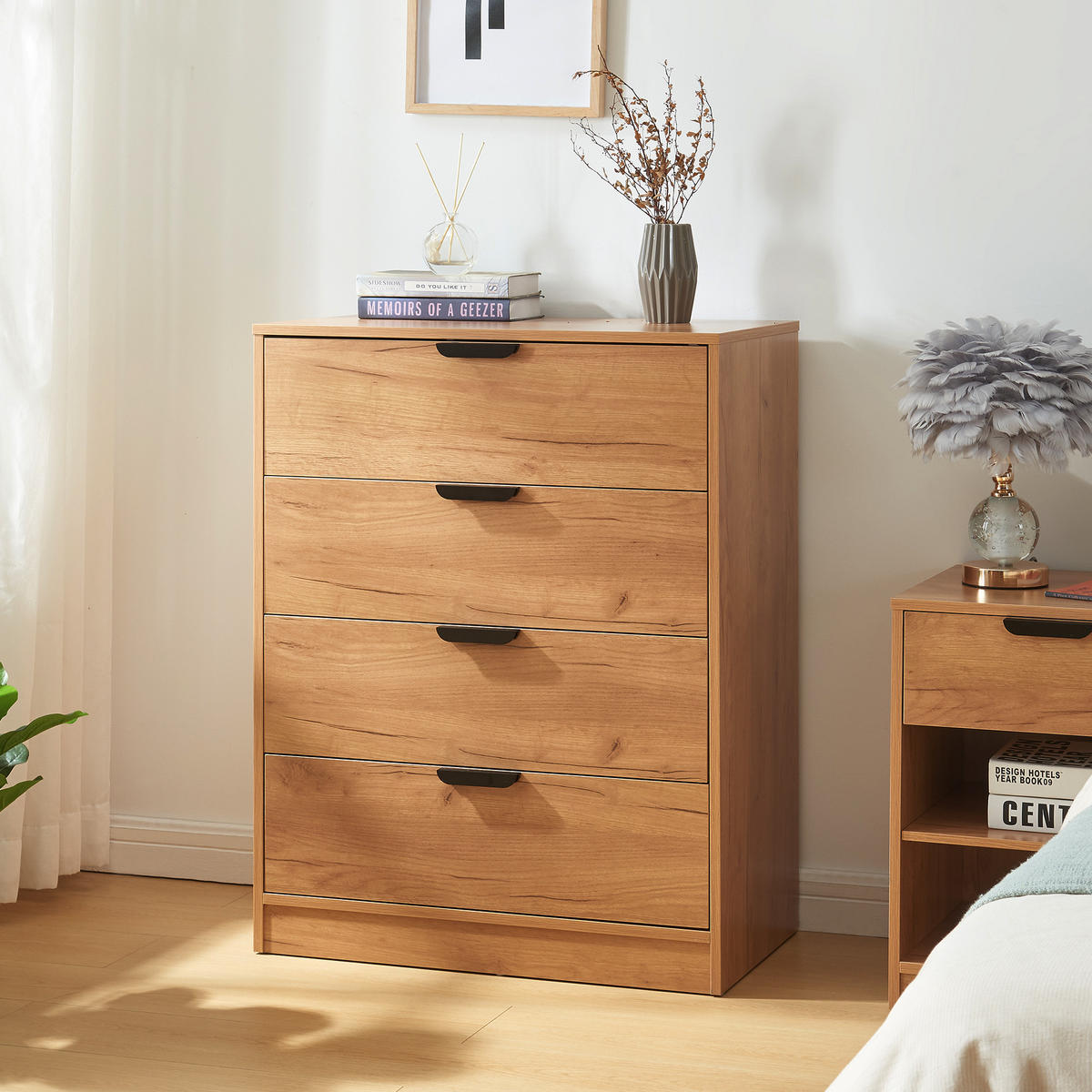 KOMMODE Varkaus - Eichefarben, Holzwerkstoff (70/90/40cm) - [en.casa]