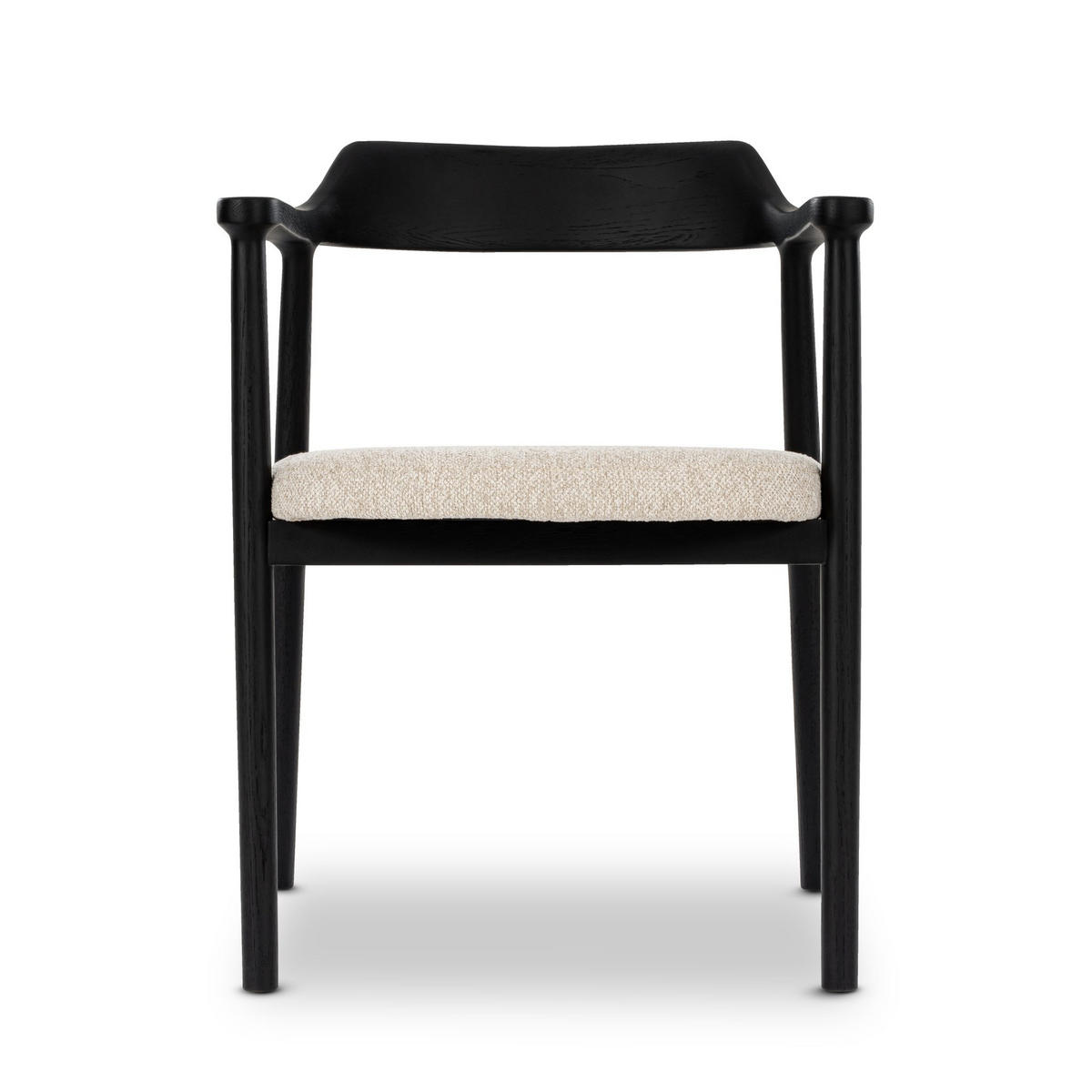ESSZIMMERSTUHL Bergen, Schwarzes Eichenholz + beiger Stoff - Beige/Schwarz, Holz (58/77/59cm) - WOODEK