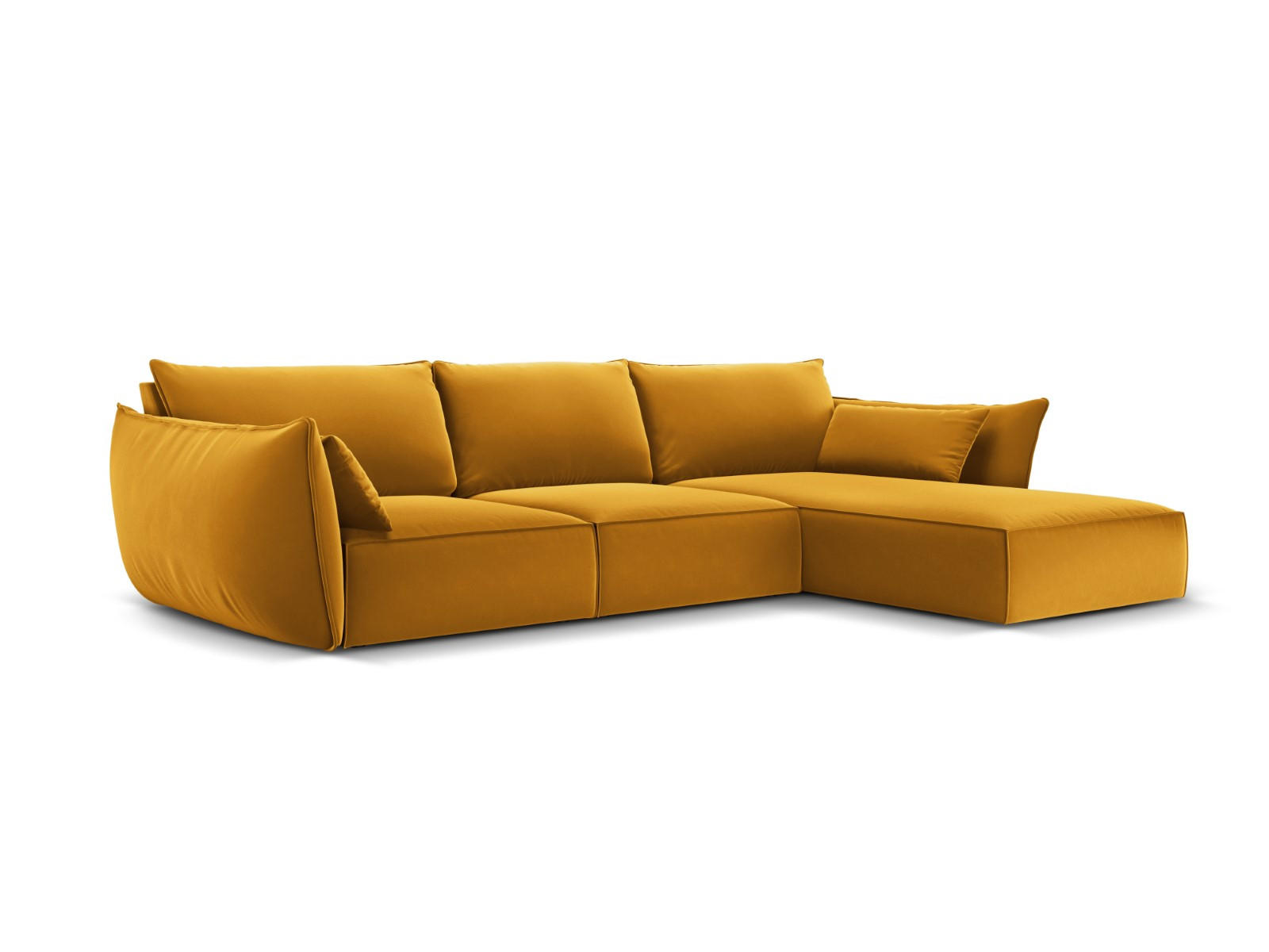 ECKSOFA rechts Kaelle aus Samt gelb 4 Sitzplätze - Gelb, Textil (171/308cm) - Micadoni