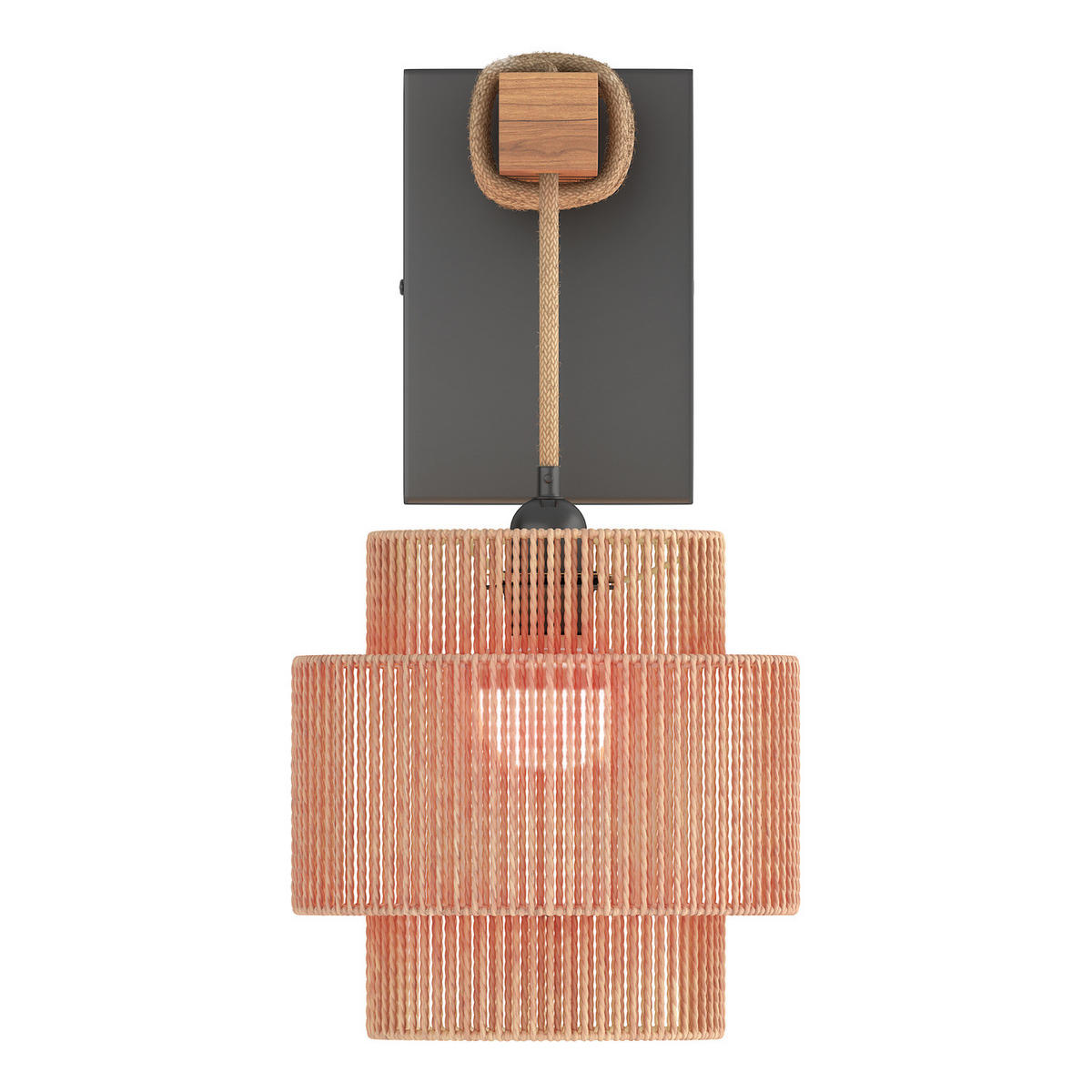 WANDLEUCHTE - mit Akku-Leuchtmittel - RGB-Leuchtmittel - inkl. Fernbedienung - Beige, Holz/Papier (20/40/30cm) - home24