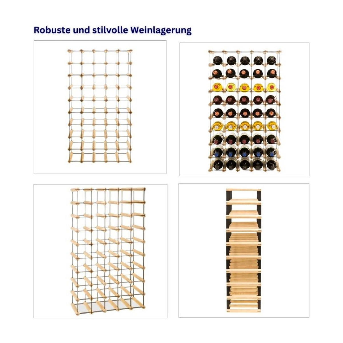 WEINREGAL Vinotega Mod Metal 92,5x52,5x24,5 cm 5x9 Flaschen Massives Kiefernholz Natur - Naturfarben, Holz (52.5/92.5/24.5cm) - PROREGAL