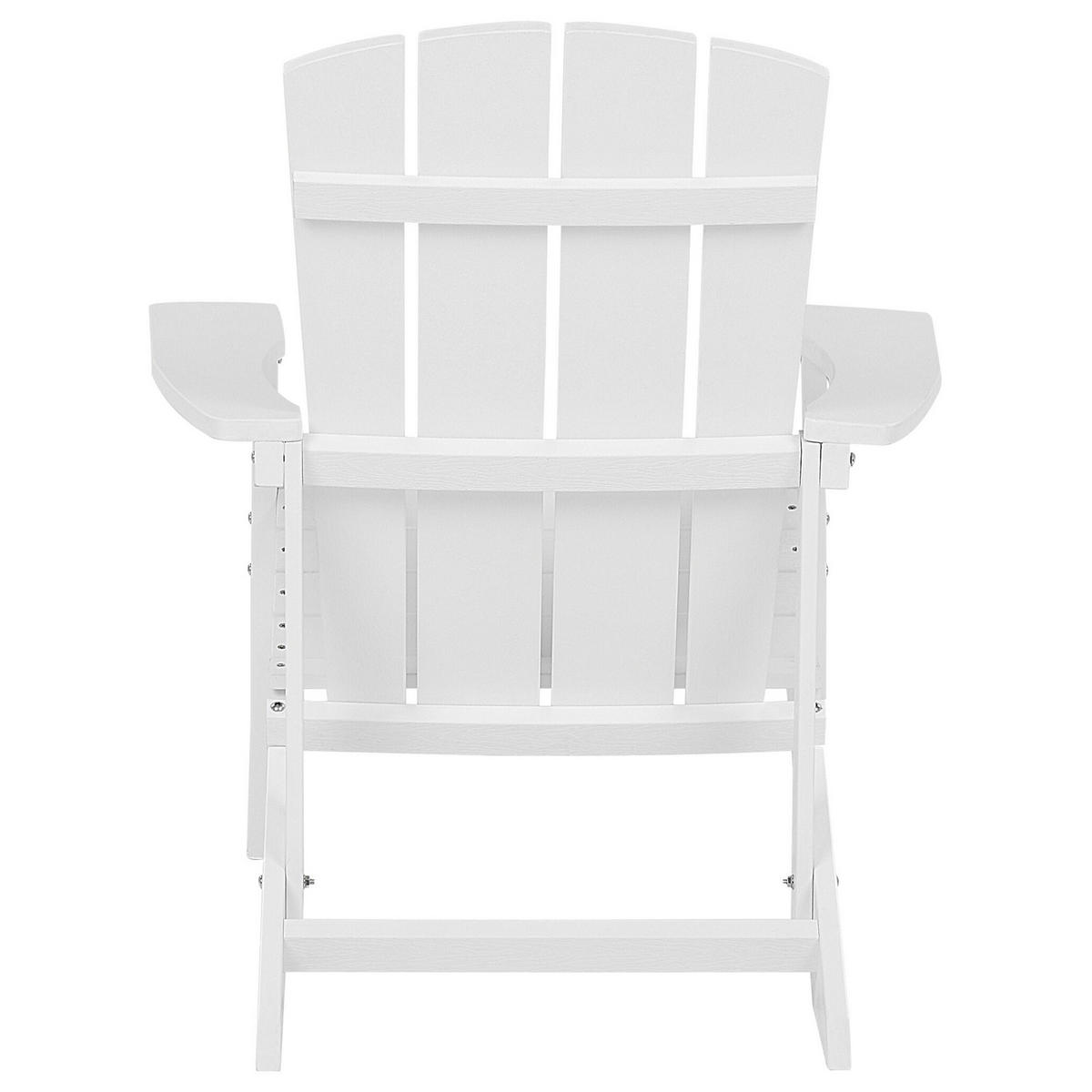 VRTNI STOL s podnožnikom umetni les bela Adirondack - bela, umetna masa (75/88/88cm) - Beliani