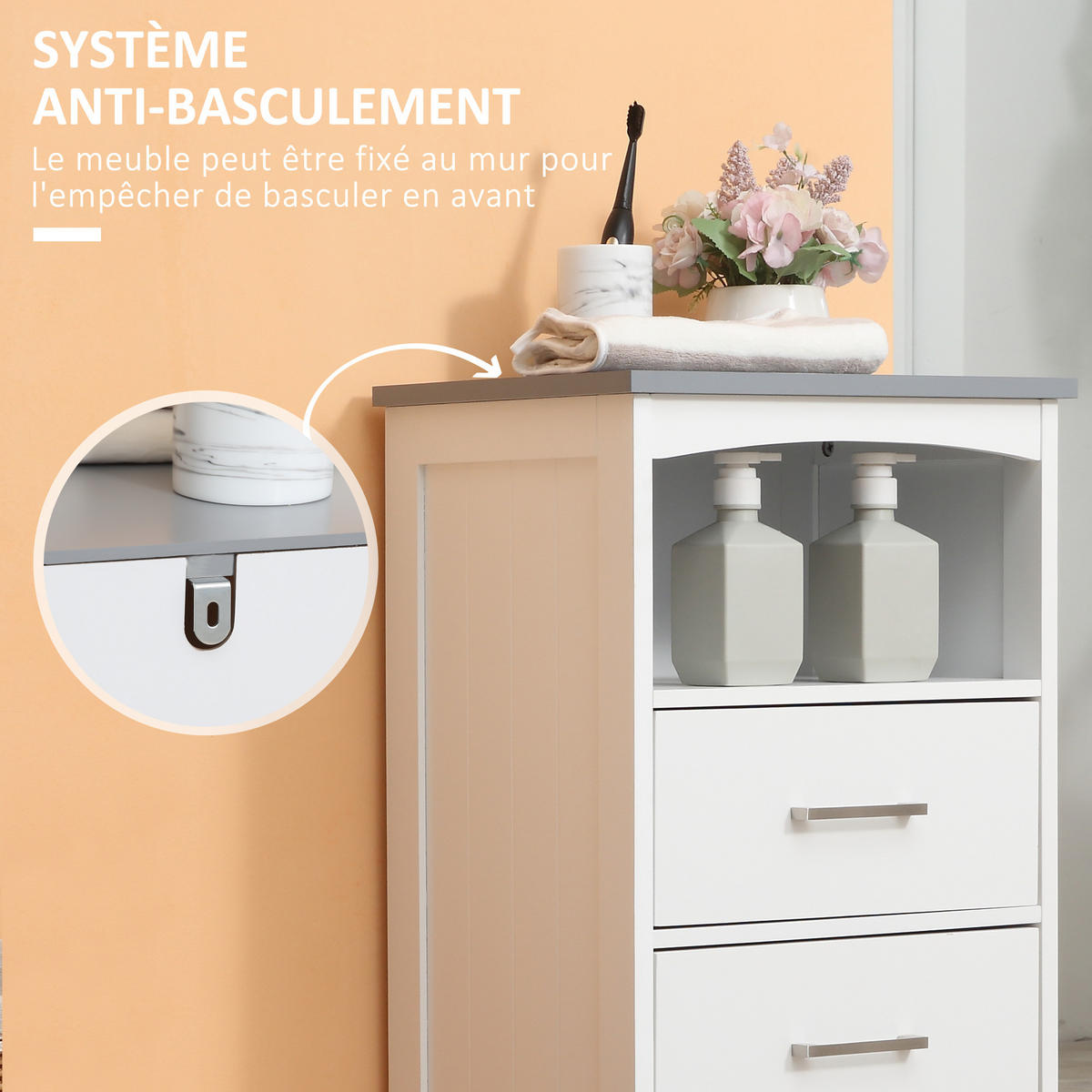 MIDISCHRANK DE-17298 3 Schubladen & offenes Fach Weiß - Weiß, Holzwerkstoff (33/80/40cm) - ComfortXL