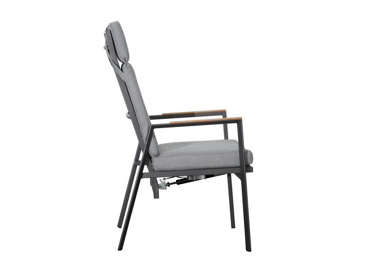 GARTENSTUHL Brisbane 2er-Set Anthrazit Aluminium stapelbar Hochlehner verstellbare Lehne - Grau, Kunststoff (57/111/63cm) - Green Spirit