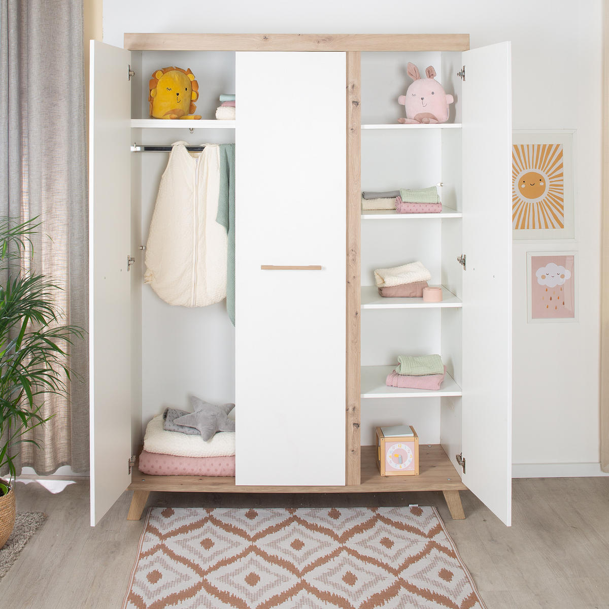 KLEIDERSCHRANK Smile - Weiß, Holz/Holzwerkstoff (140/200/50cm) - Roba