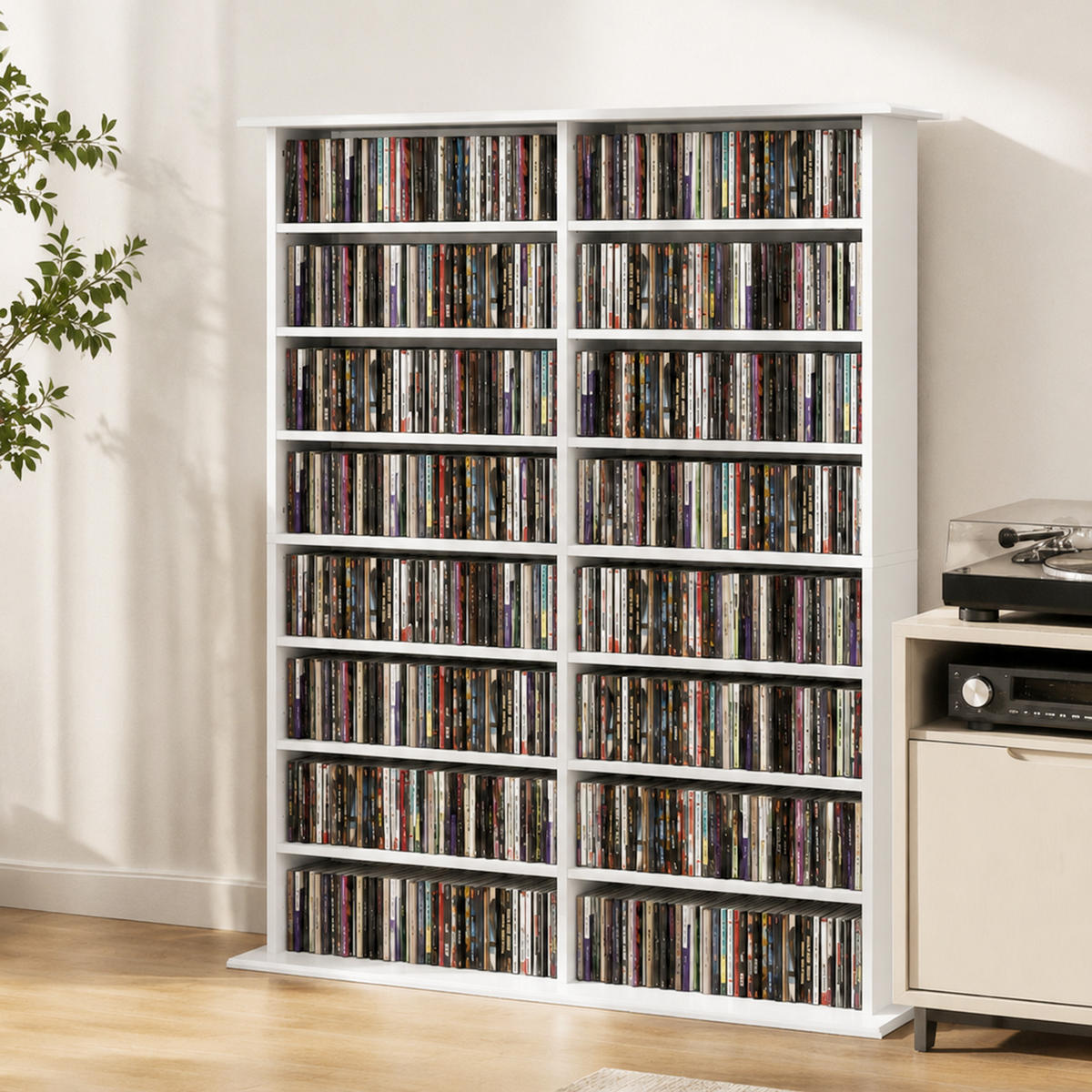 MEDIENREGAL Spanplatte Weiß - Weiß, Holzwerkstoff (24/126.3/106.5cm) - HOMCOM