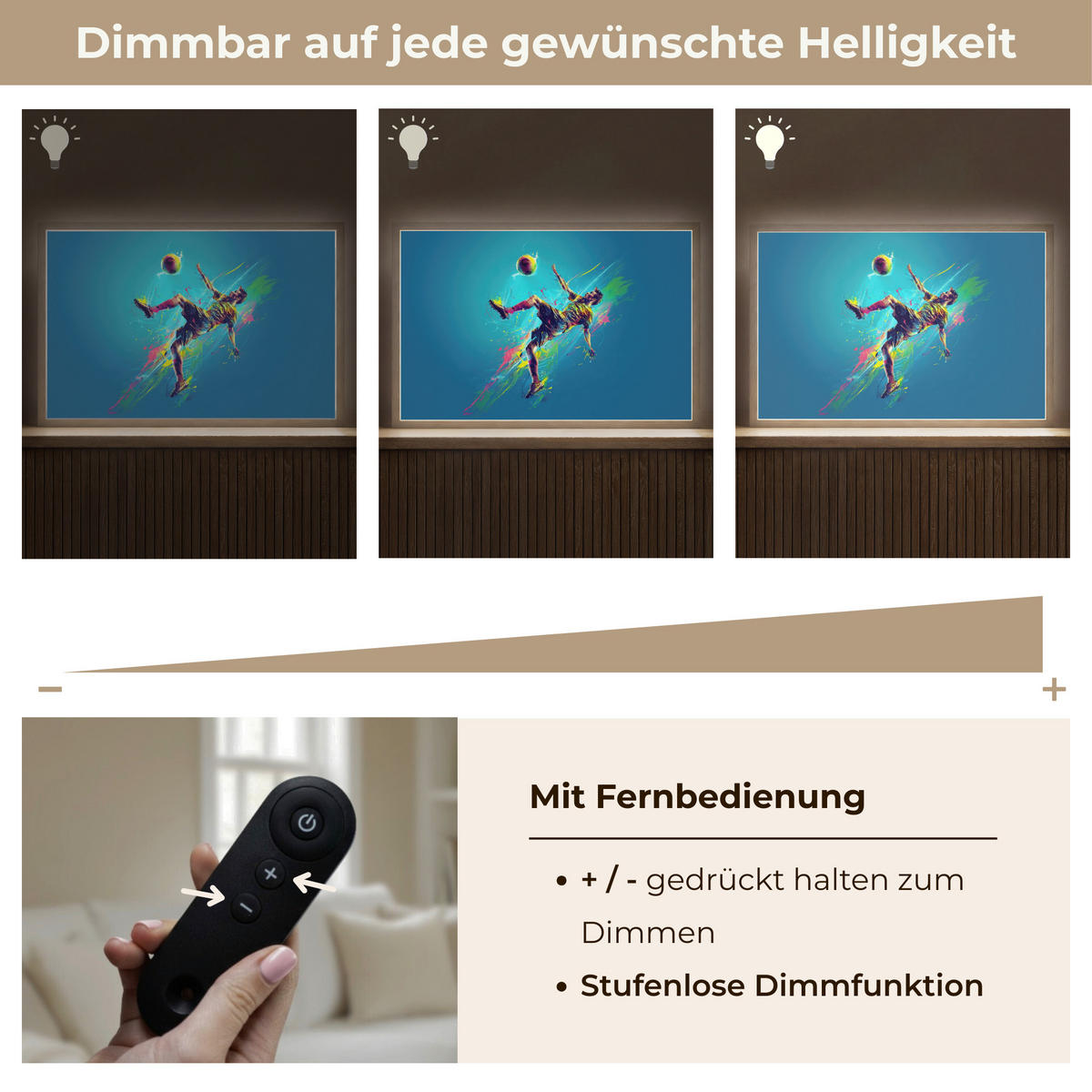NACHTTISCHLAMPE MIT AKKU Fußballer - Farbspritzer - Farbenfroh - Ball 60x40 cm - Blau, Holzwerkstoff (8/60/40cm) - OnlyWow