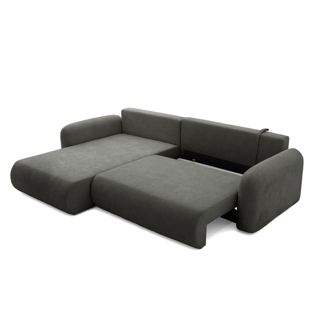 ECKSOFA NEST L Universal mit Schlaffunktion 157x240 Webstoff Dunkelgrau - Dunkelgrau/Schwarz, Holz/Textil (280/187cm) - Muffo