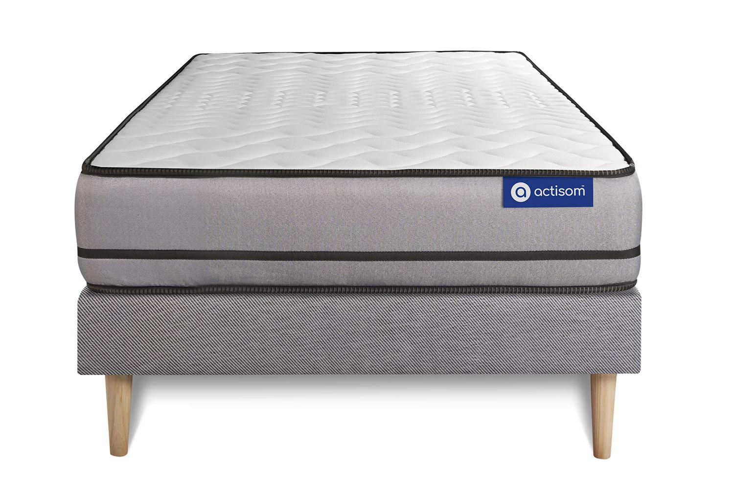 BETT Actimemo night Memory-Schaum 80 x 190 cm h4 - Kit Bettgestell Grau - Beige/Grau, Holz (80/190cm) - ACTISOM