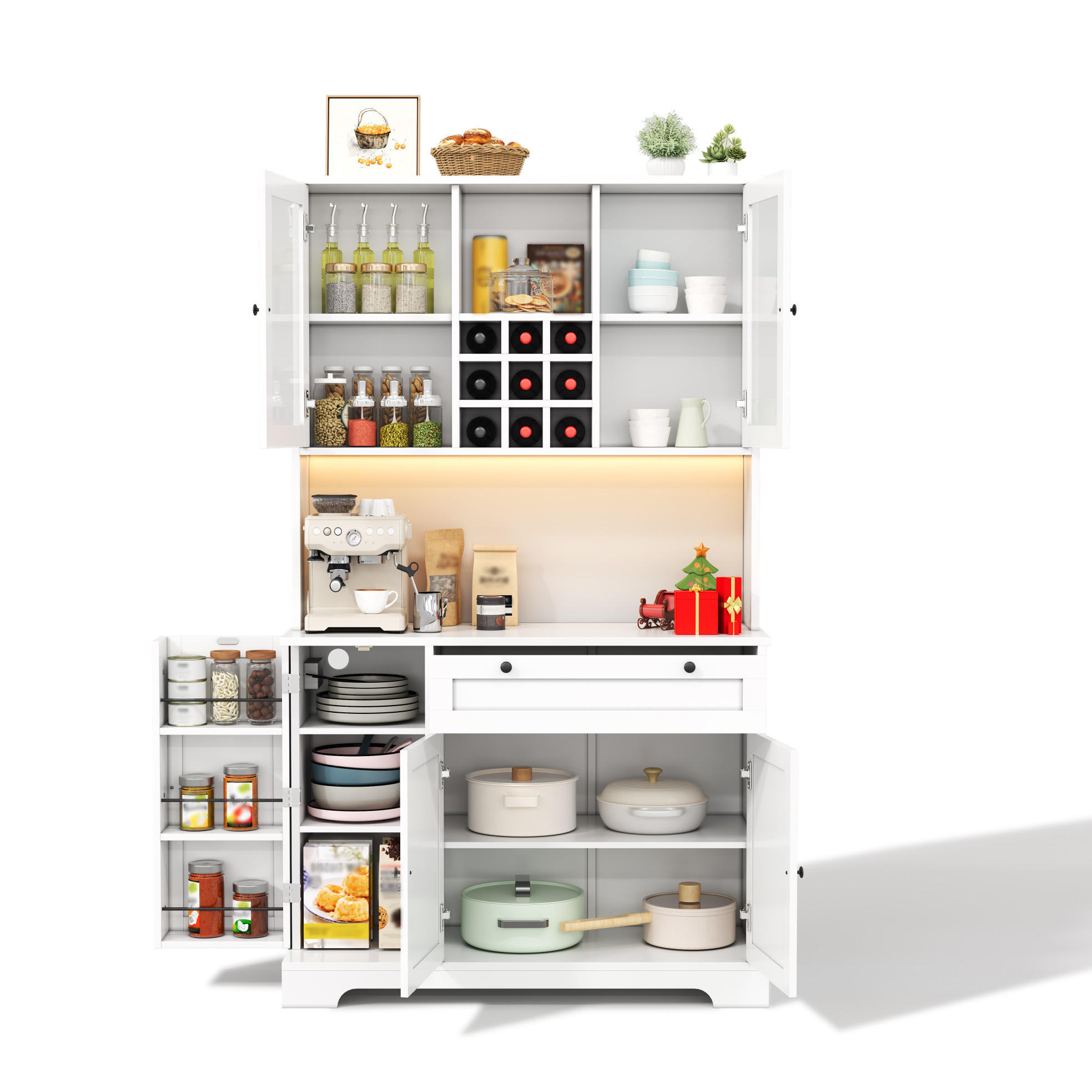 BUFFET 105/180/40 cm Weiß aus MDF mit LED-Beleuchtung - Weiß, Holzwerkstoff (40/180/105cm) - OKMYHOME
