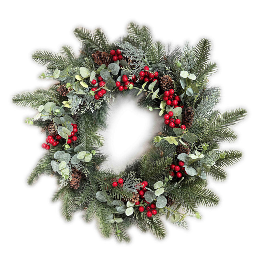 ADVENTSKRANZ Virdis Grün Rot 50/50/15 cm Kunstoff - Rot/Grün, Kunststoff (50cm) - Mondex