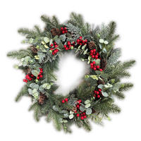ADVENTSKRANZ Virdis Grün Rot 50/50/15 cm Kunstoff - Rot/Grün, Kunststoff (50cm) - Mondex