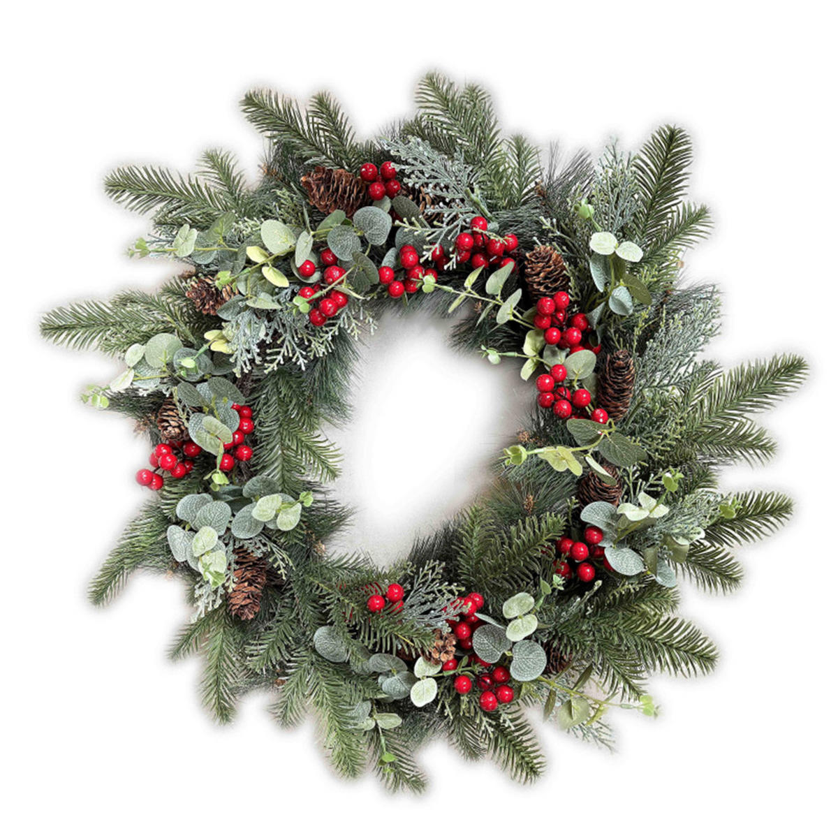 ADVENTSKRANZ Virdis Grün Rot 50/50/15 cm Kunstoff - Rot/Grün, Kunststoff (50cm) - Mondex