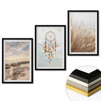 WANDBILDER 3er-Set - 40x60 cm Schwarzer Rahmen - Wolkenmeer, Traumfänger, Gras - Schwarz, Kunststoff (40/60cm) - ArtPrintCave