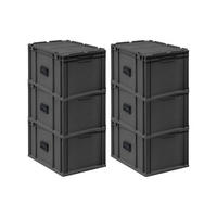 EUROBOX 6x NextGen Portable, HxBxT 33,5x40x60cm, 65 Liter, Schwarz - Schwarz, Kunststoff (40/33.5/60cm) - PROREGAL
