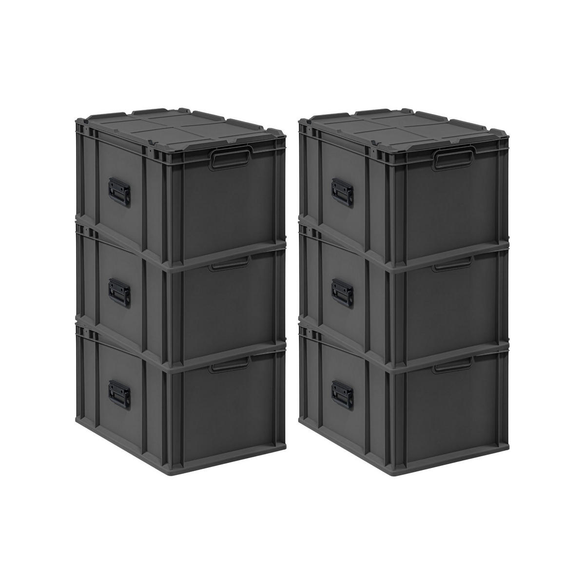 EUROBOX 6x NextGen Portable, HxBxT 33,5x40x60cm, 65 Liter, Schwarz - Schwarz, Kunststoff (40/33.5/60cm) - PROREGAL