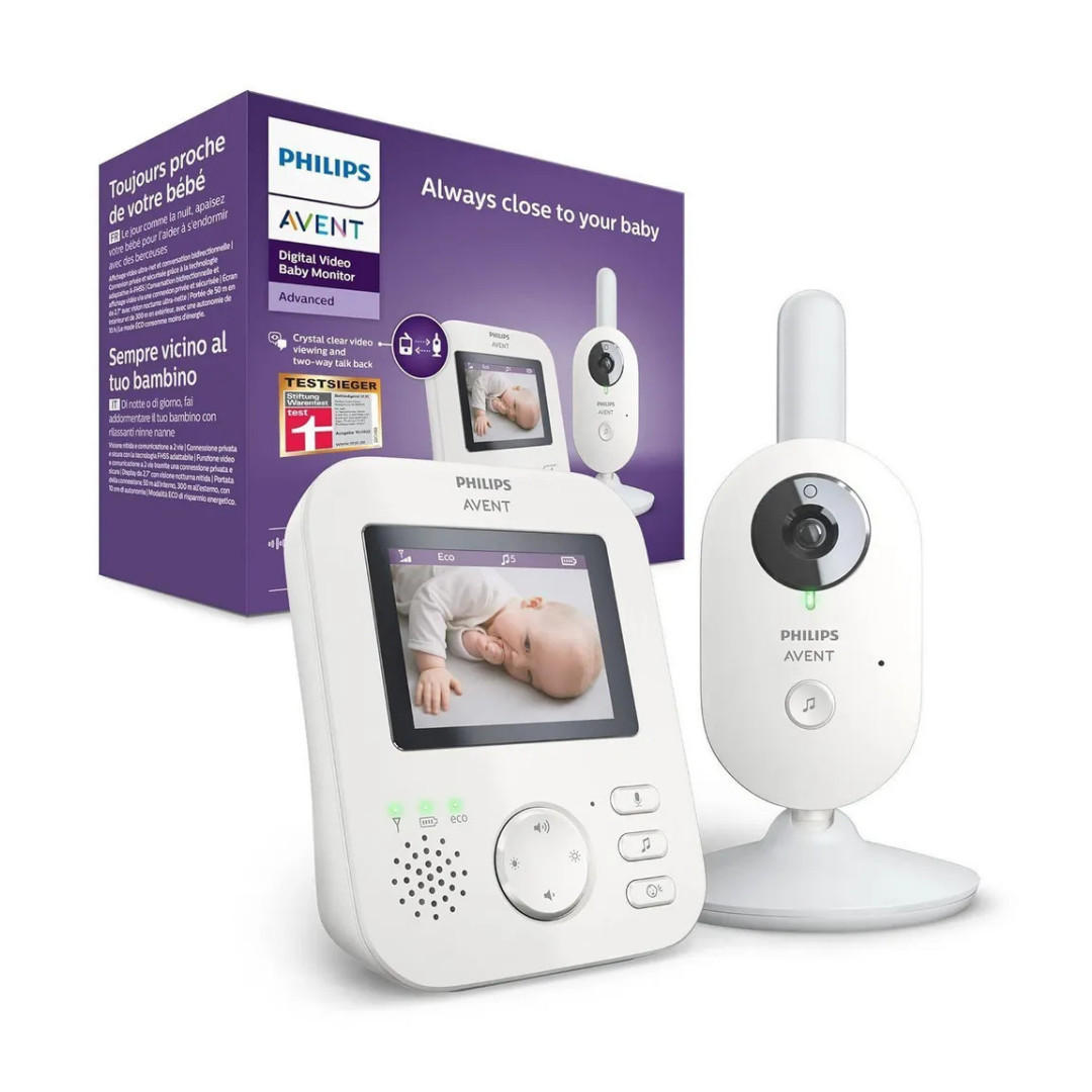 BABYPHONE Video Monitor 2,7 Zoll Nachtsicht 300 m Reichweite FHSS Technologie ECO Modus Weiß - Weiß, Kunststoff - Philips