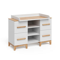 WICKELKOMMODE Malia Weiß/Artisan 133 x 98 cm XL mit 4 Schubladen - Hellgrau/Weiß, Holzwerkstoff (133/98/70cm) - VitaliSpa