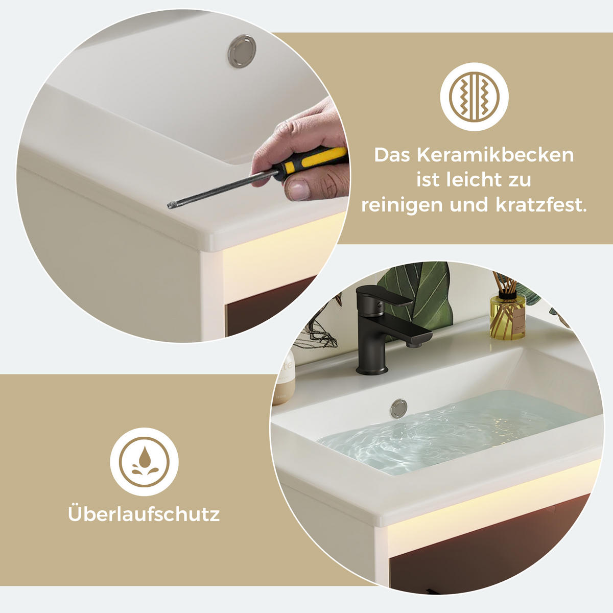 WASCHTISCHKOMBI 61/46.5/87 cm Weiß mit 2 Schubladen, ohne Wasserhahn - Weiß, Holz/Holzwerkstoff (46.5/87/61cm) - Oxeza